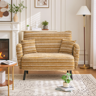 Sunvega Modern Two-Seater Sofa with Tufted Backrest and Convenient Side Storage Pockets