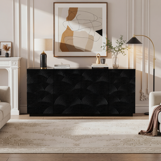 Sunvega Modern Sideboard Buffet Cabinet with Water Ripple Design and Ample Storage for Kitchen