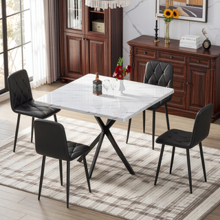 Sunvega Square Dining Table with MDF Top and Carbon Iron Legs for Kitchen Dining Room