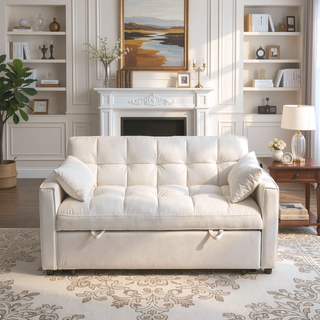 Sunvega Velvet 3-in-1 Sleeper Sofa Bed with Adjustable Backrest and Storage Pockets