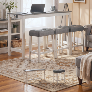 Sunvega 4 Piece Bar Table Set with USB Outlets and Padded Stools for Living Room