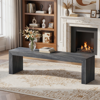 Sunvega Farmhouse Style Acacia Wood Dining Bench with Complementing Finish for Dining Room