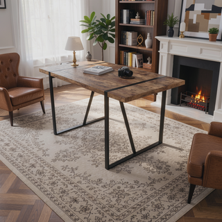 Sunvega 55 Inch MDF Wood Modern Rustic Industrial Rectangular Dining Table