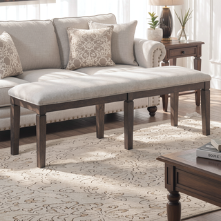 Sunvega Classic Style Dark Espresso Finish Upholstered Wooden Dining Bench