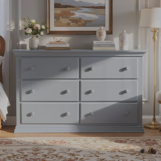 Sunvega Universal 6 Drawer Dresser in Gray for Bedroom Storage