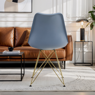 Sunvega Modern Dining Chairs with Golden Steel Legs and Plastic Seat Set of 4 Grey