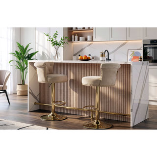 Sunvega Velvet 360 ° Rotating Bar Chair with Soft Pillow and Adjustable Height for Kitchen