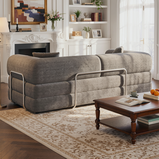 Sunvega Modular Sectional Sofa Bed with Pillow Back Support Armrest in Corduroy Fabric