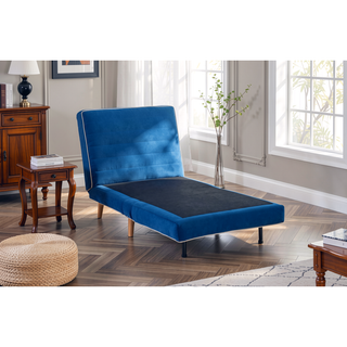 Sunvega Modern Velvet 3-Position Adjustable Sleeper Chair with Piping Design Converts to Bed