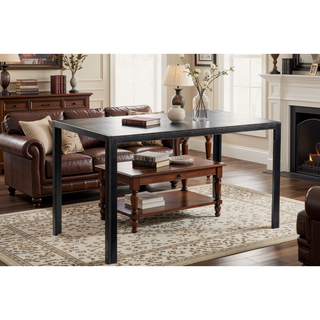 Sunvega Modern Glass Top Dining Table with Steel Frame for 4 Seats