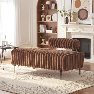 Sunvega Upholstered Adjustable Back Mini Loveseat Sofa Bench with Metal Legs