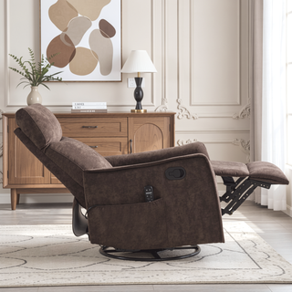 Sunvega Fabric Swivel Rocker Recliner Chair with Massage and Lumbar Heat for Living Room