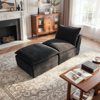 Sunvega Modern Corduroy Cloud Sofa with Comfortable High-Density Sponge for Living Room