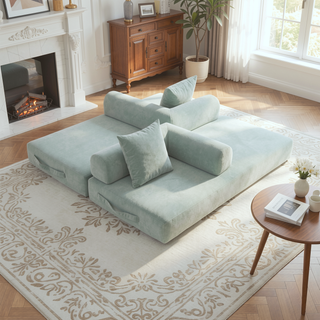 Sunvega Foldable Compressible Sofa with Metal Frame and Cushions for Small Spaces