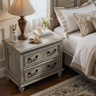 Sunvega Vintage Farmhouse Dresser with 7 Drawers and Antique White Finish