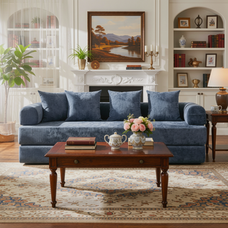 Sunvega Convertible Chenille Folding Sofa Bed with Pillows for Living Room