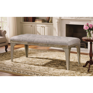 Sunvega Transitional Style Upholstered Bench with Button Tufted Seat and Flannelette Cushion