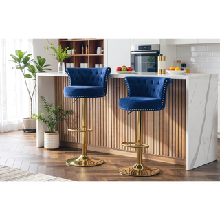 Sunvega Velvet 360 ° Rotating Bar Chair with Soft Pillow and Adjustable Height for Kitchen