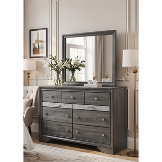 Sunvega Seven Drawer Wood Dresser with Spacious Storage for Bedroom