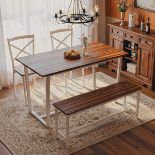 Sunvega Industrial Style Four-Piece Dining Table and Chair Set with Backrest