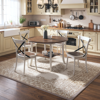 Sunvega Rustic Farmhouse Dining Chairs with Solid Wood Frame and Metal X-Back Design