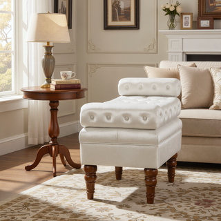 Sunvega Upholstered Tufted Velvet Bench with Wooden Legs for Bedroom or Living Room