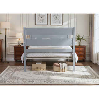Sunvega Rubber Wood Twin Bed with Headboard and Footboard for Spacious Storage