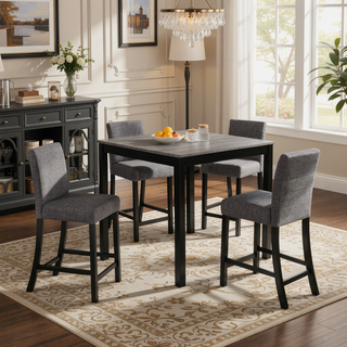 Sunvega Modern 5-Piece Dining Table Set with Upholstered Chairs for Kitchen and Dining Room