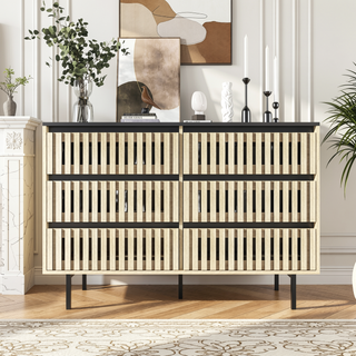 Sunvega Modern Minimalist Six Drawer Storage Cabinet with Two-Tone Design