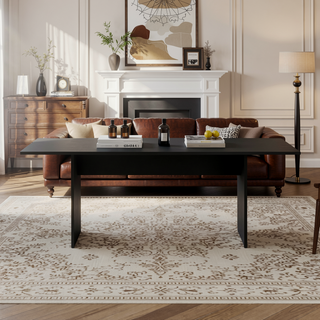 Sunvega Modern Rustic Style Dining Table with Wood-Grain Details for 6