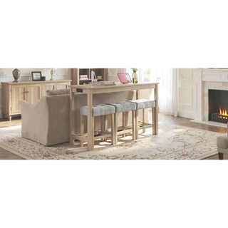 Sunvega 59 Inch Bar Table Set with Power Outlet and 3 Upholstered Stools for Kitchen