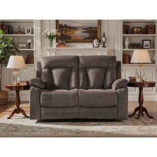 Sunvega Reclining Transitional Microfiber Fabric Loveseat with Lumbar Support