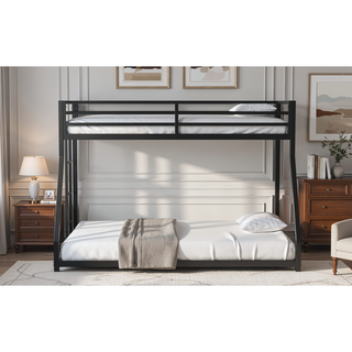 Sunvega Twin over Full Metal Bunk Bed with Ladder and Guardrails for Kids and Adults