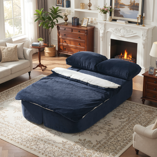 Sunvega Modern Folding Futon Floor Sofa Bed Couch with Silk Wool Cushion Blanket