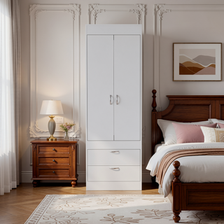 Sunvega Alabama Armoire with Large Cabinet and Two Bottom Drawers