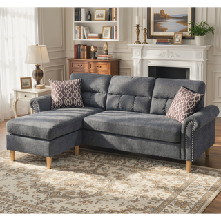 Sunvega Reversible Velvet Sectional Sofa Set with Two Accent Pillows