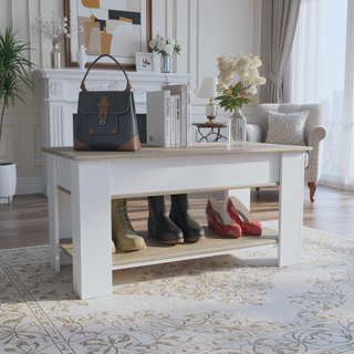 Sunvega Lift Top Storage Bench with Lower Shelf for Entryway and Closet
