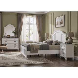 Sunvega Modern Farmhouse Queen Bedroom Set with Dresser Mirror Nightstand Chest