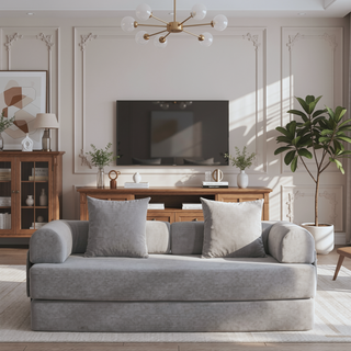 Sunvega Foldable Compressible Sofa with Metal Frame and Cushions for Small Spaces