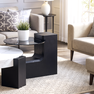 Sunvega Detachable Double-Decker Coffee Table with Anti-Collision Design and MDF Material