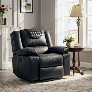 Sunvega Black PU Remote-Controlled Heating and Massage Assistive Recliner for Seniors
