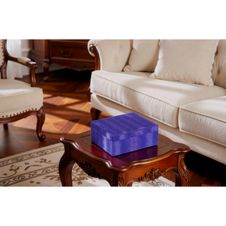 Sunvega Azure Blue Leatherette Jewelry Case with Mirror and Hidden Storage Compartments