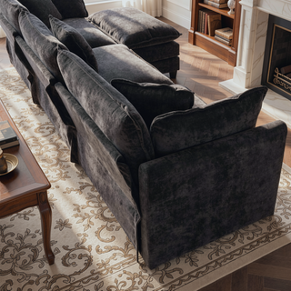 Sunvega Modern Green Chenille Fabric Cloud Sofa with Adjustable Backrest for Living Room