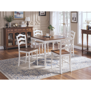 Sunvega 5 Piece Counter-Height Dining Set with Oak Top Table and 4 Ladder Back Chairs