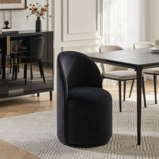 Sunvega Mid Century Modern Round Velvet Upholstered Swivel Dining Barrel Chair