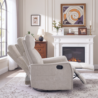 Sunvega Fabric Swivel Rocker Recliner Chair with Massage and Lumbar Heat for Living Room