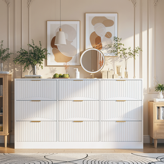 Sunvega Modern Wavy Pattern 6-Drawer Dresser with Ample Storage for Bedroom