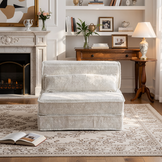 Sunvega Convertible Modular Sectional Mahjong Sofa Bed with Ottoman in Circle Fleece Fabric