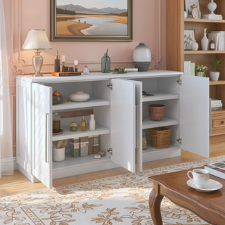 Sunvega Sideboard Buffet Cabinet with Adjustable Shelves and Silver Handles for Kitchen Dining Room