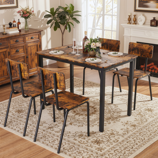 Sunvega 5-Piece Modern Dining Table Set with 4 Chairs for Small Space Kitchen